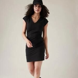 AHLETA Effortless Ruched Tshirt Dress Black Medium M